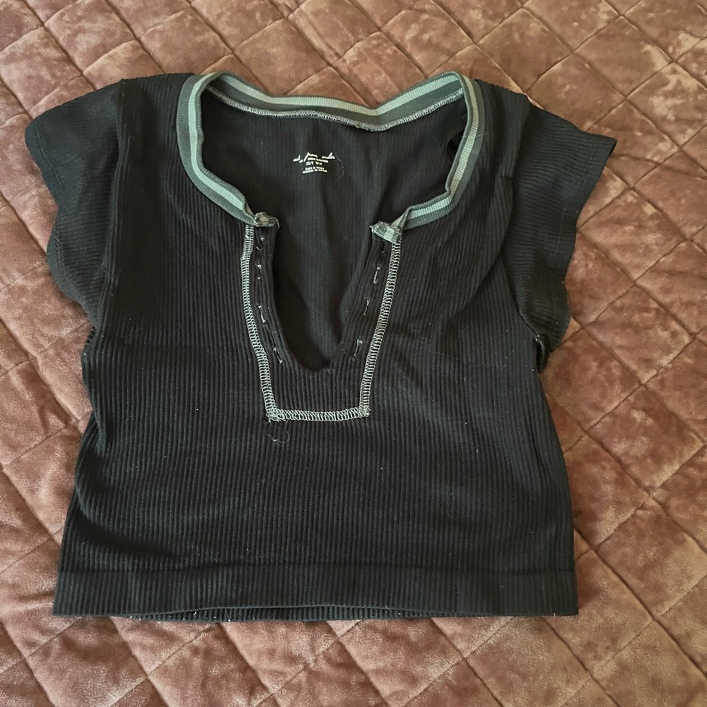 Urban Outfitters Black Ribbed Crop Top